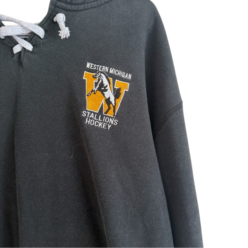 Easton Vintage Rare Western Michigan Stallions Hockey Hoodie Easton Black XL - Picture 2 of 4